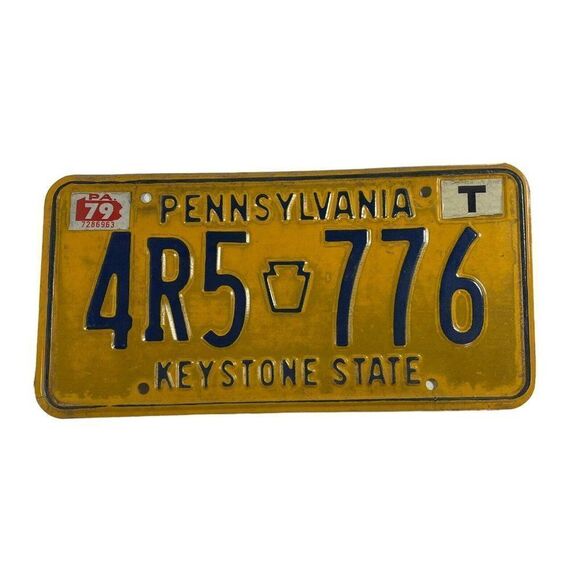 Vintage 1979 Pennsylvania License Plate Keystone State 4R5-776 Distressed Tag - Picture 1 of 2